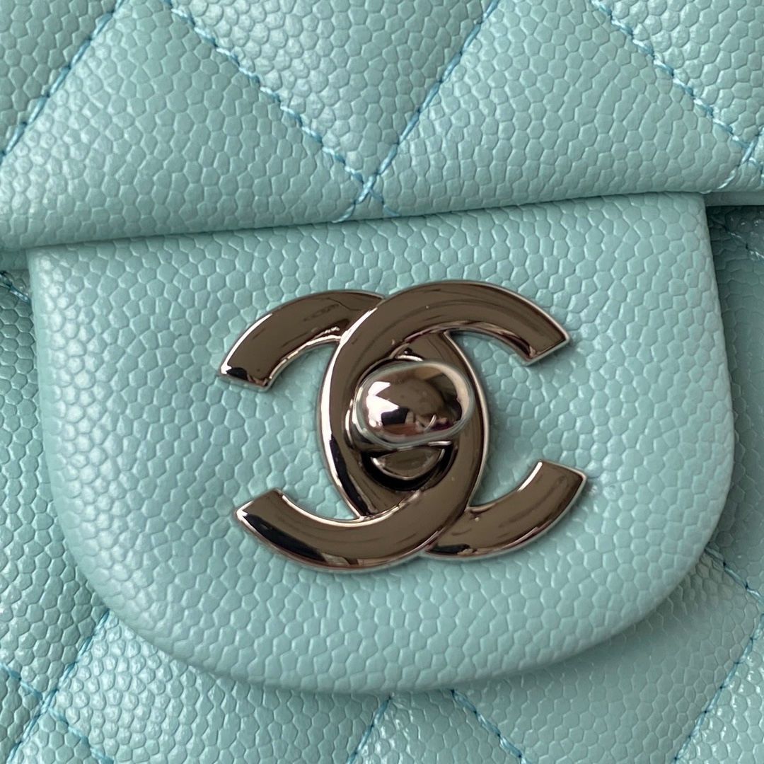 CHANEL CLASSIC 11.12 HANDBAG Lambskin & Brown Metal Blue-A01112