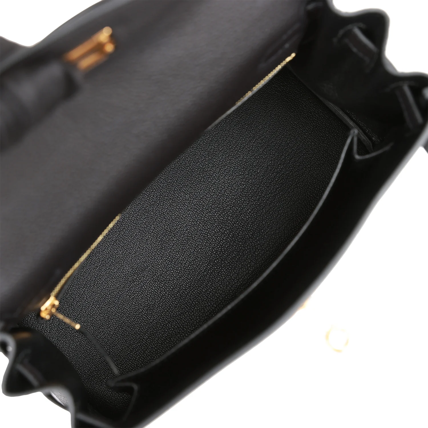 Her Kelly Retourne 25 Black Togo Gold Hardware