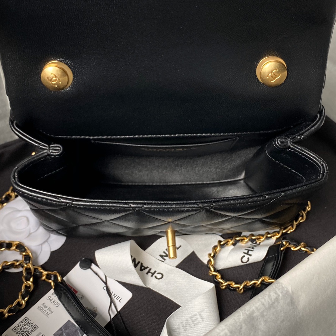 CHANEL Mini Flap Bag with Top Handle Black-AS5001
