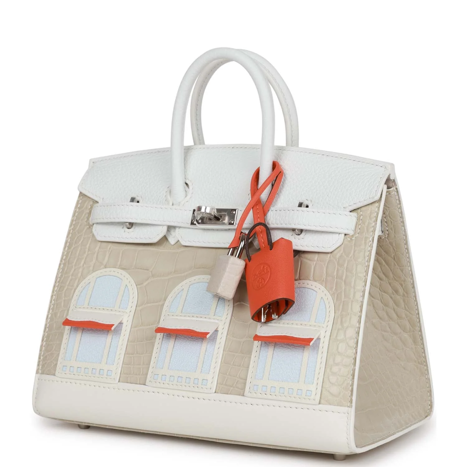 Her Sac Faubourg Birkin 20 White Matte Alligator Palladium Hardware