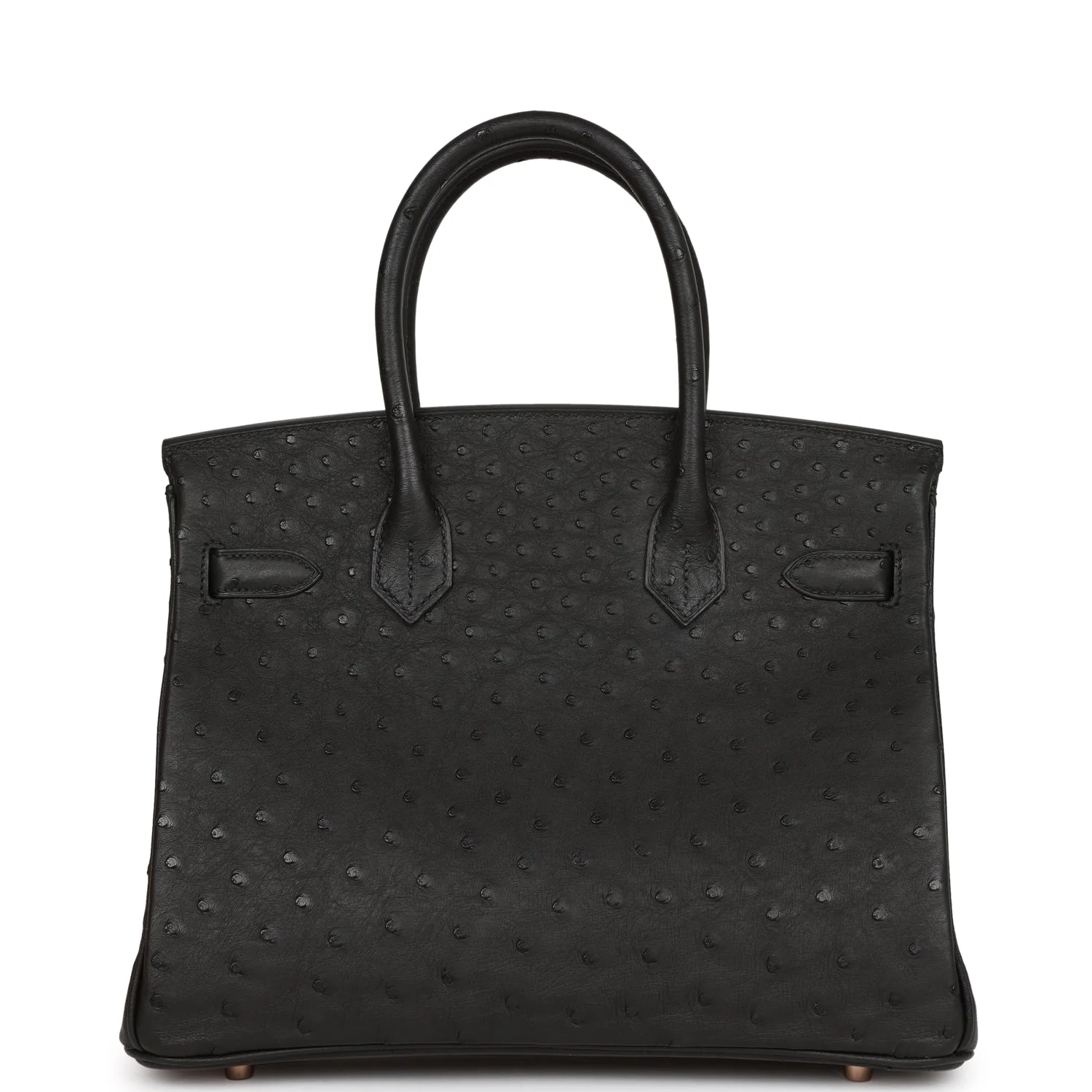 Her Birkin 30 Black Ostrich Rose Gold Hardware