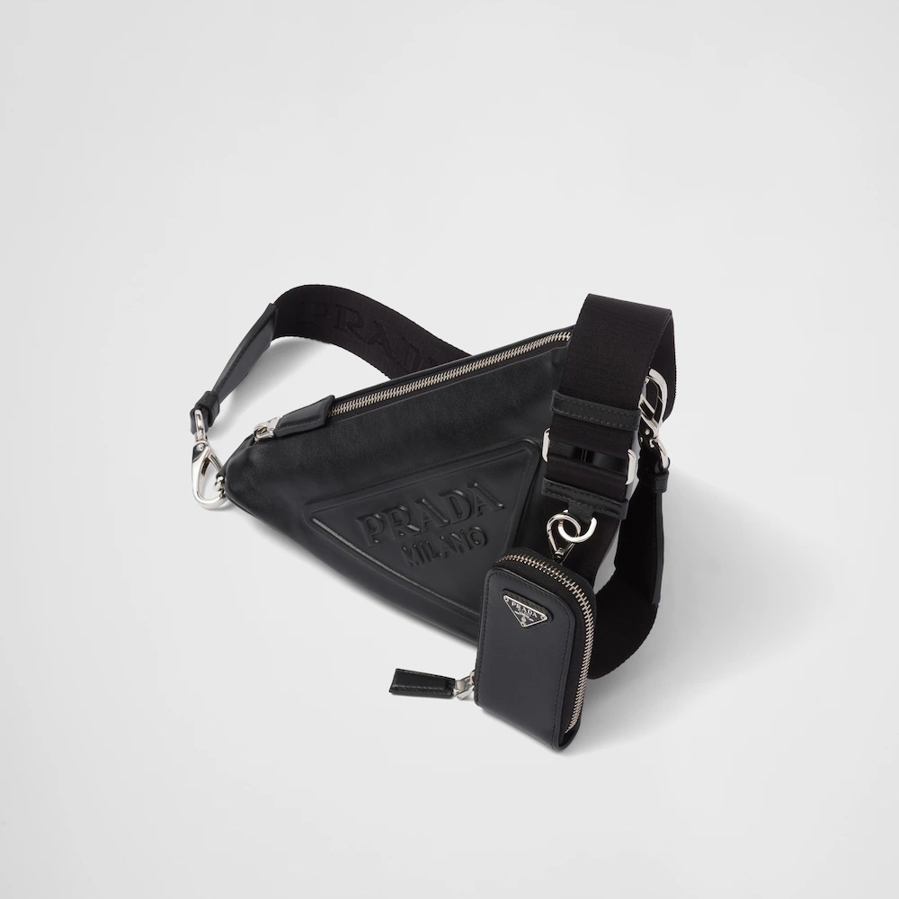 Triangle leather shoulder bag