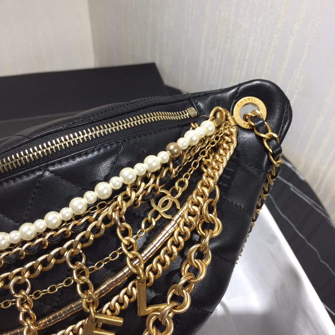 CHANEL Hobo Handbag Black-AS5077