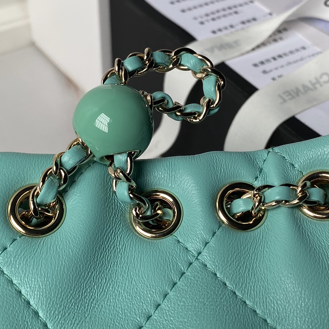 CHANEL Backpacks Shiny Lambskin & Gold-Tone Metal Greener-AS4810