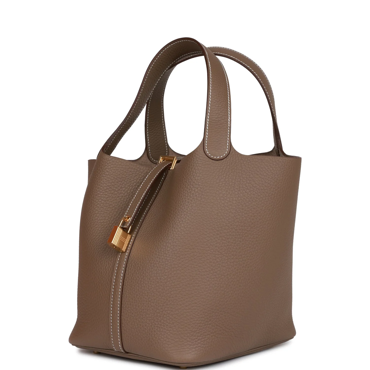 Her Picotin Lock 22 Etoupe Clemence Gold Hardware