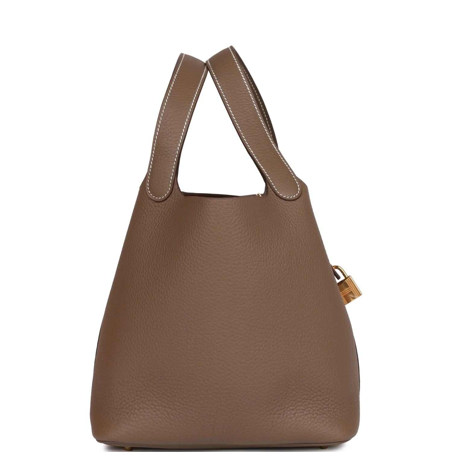 Her Picotin Lock 22 Etoupe Clemence Gold Hardware
