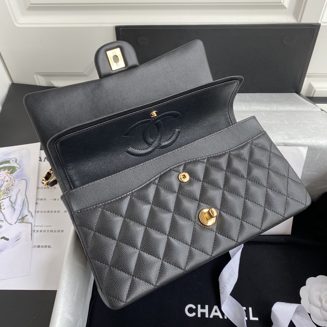 CHANEL CLASSIC 11.12 HANDBAG Lambskin & Brown Metal Black-A01112