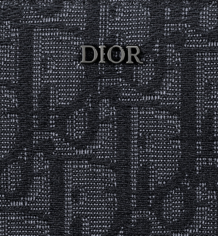 Zipped Long Wallet  Black Oblique Jacquard