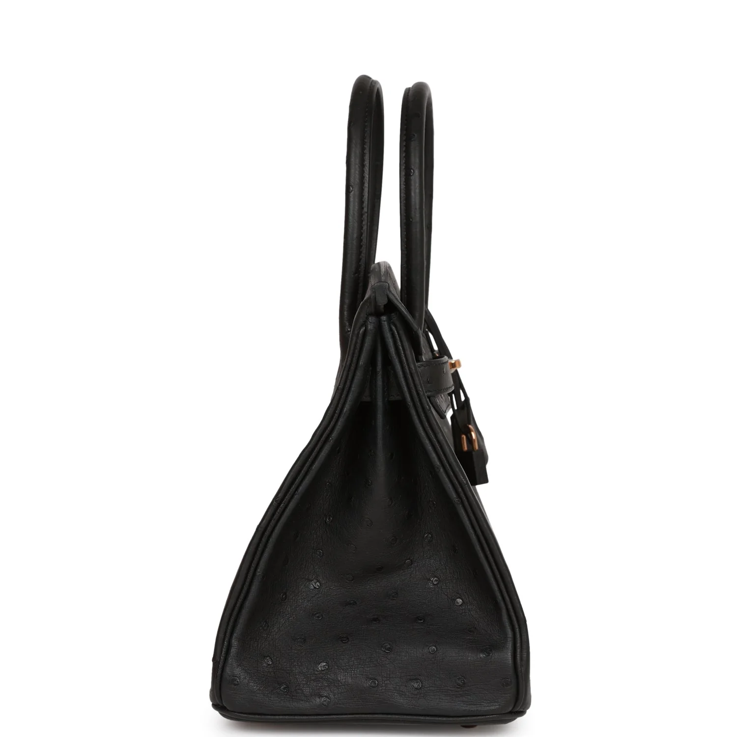Her Birkin 30 Black Ostrich Rose Gold Hardware