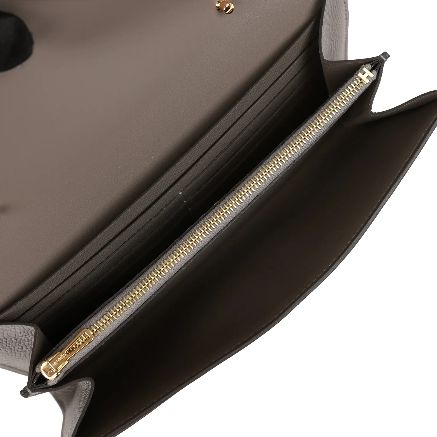 Her Constance Wallet To Go Gris Meyer Epsom Gold Hardware