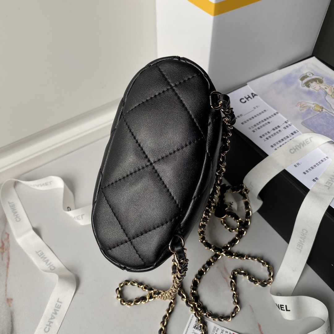 CHANEL Backpacks Shiny Lambskin & Gold-Tone Metal Black-AS4810