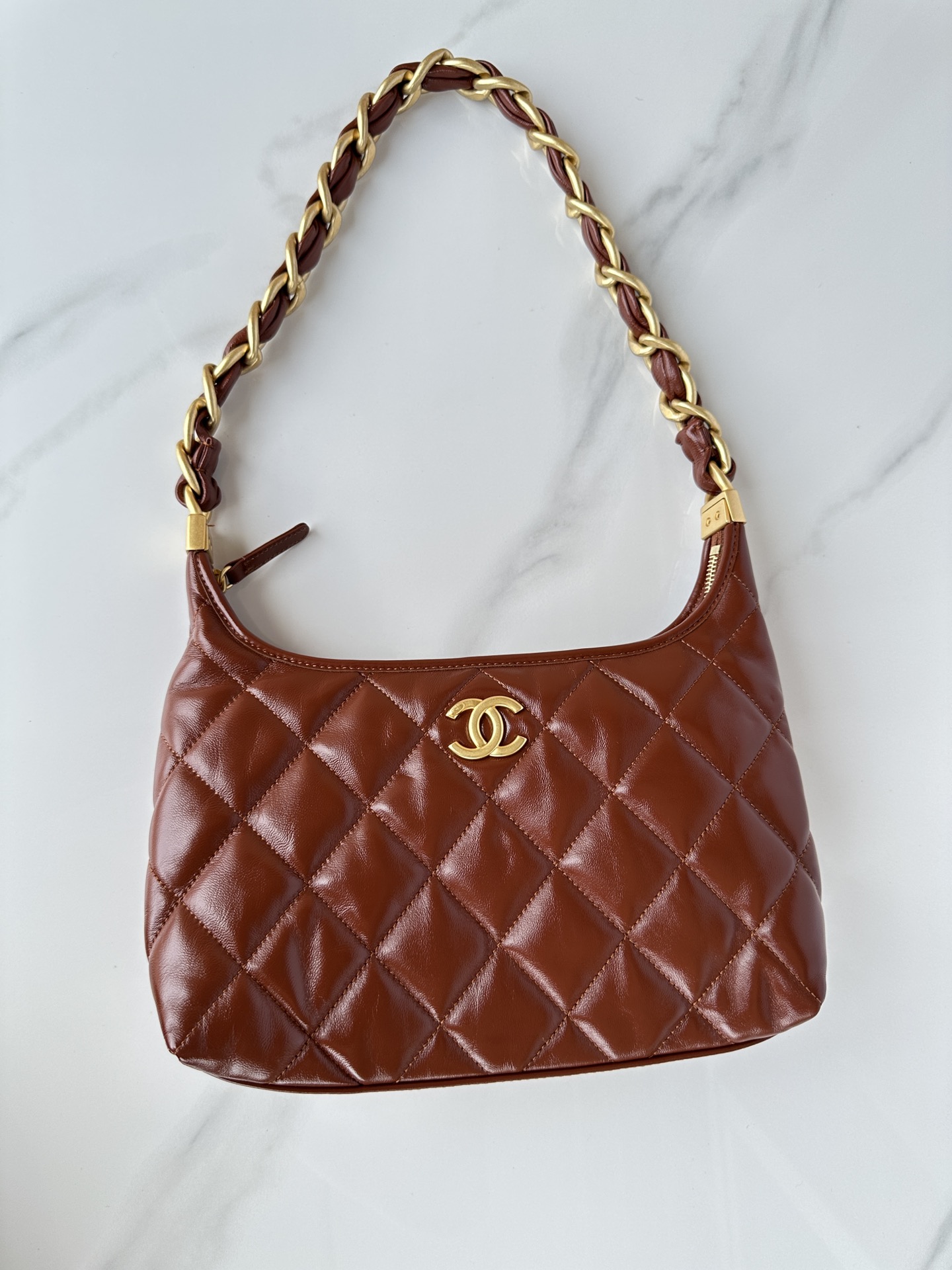CHANEL Hobo Handbag  Khaki- AS4912
