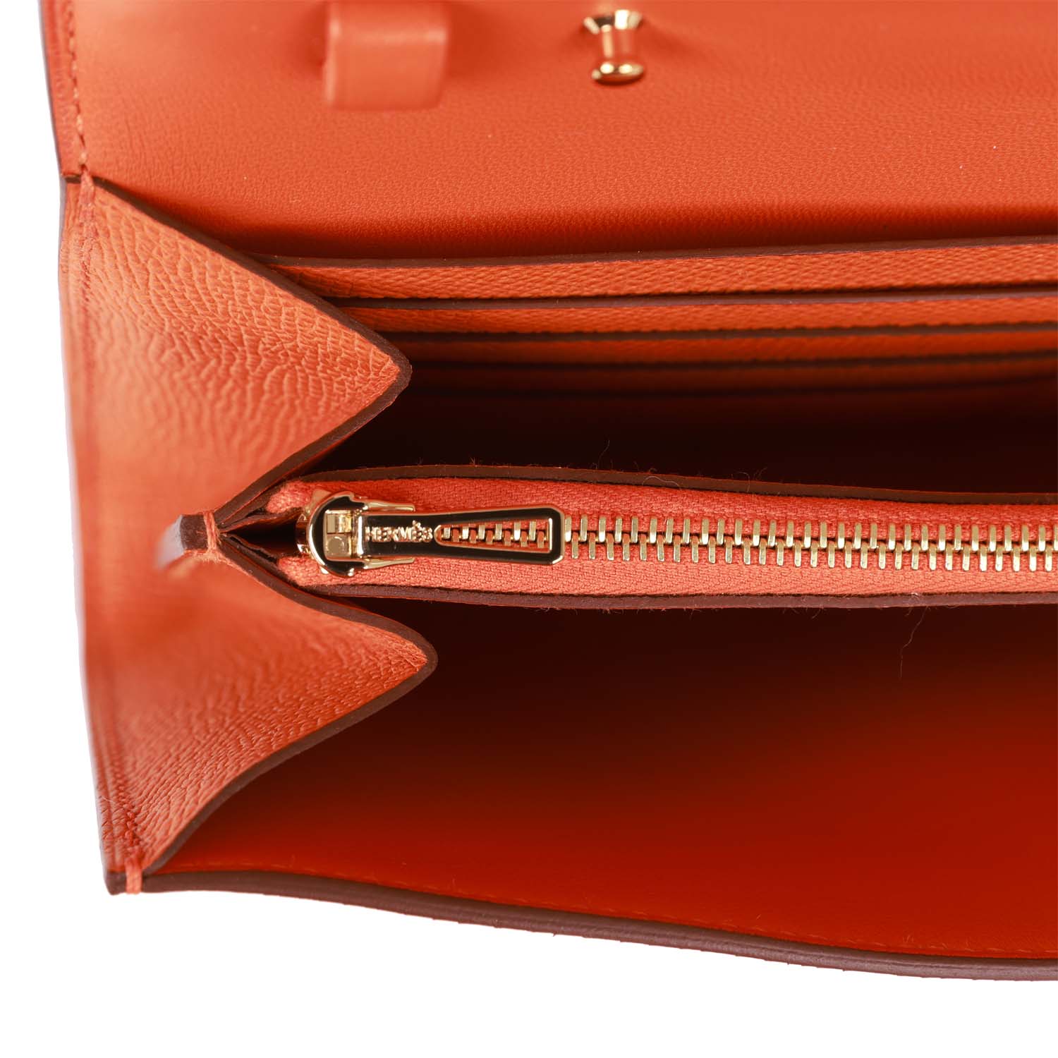 Her Constance Wallet To Go Orange Epsom Gold Hardware