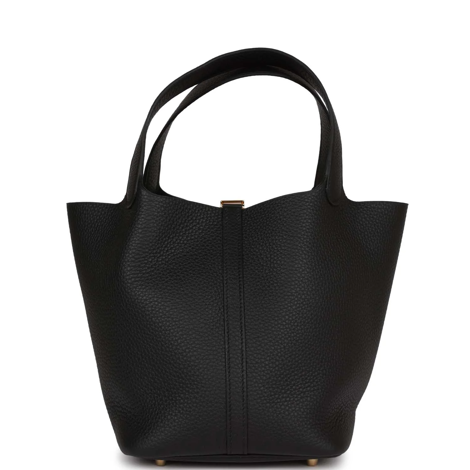 Her Picotin Lock 22 Black Clemence Gold Hardware