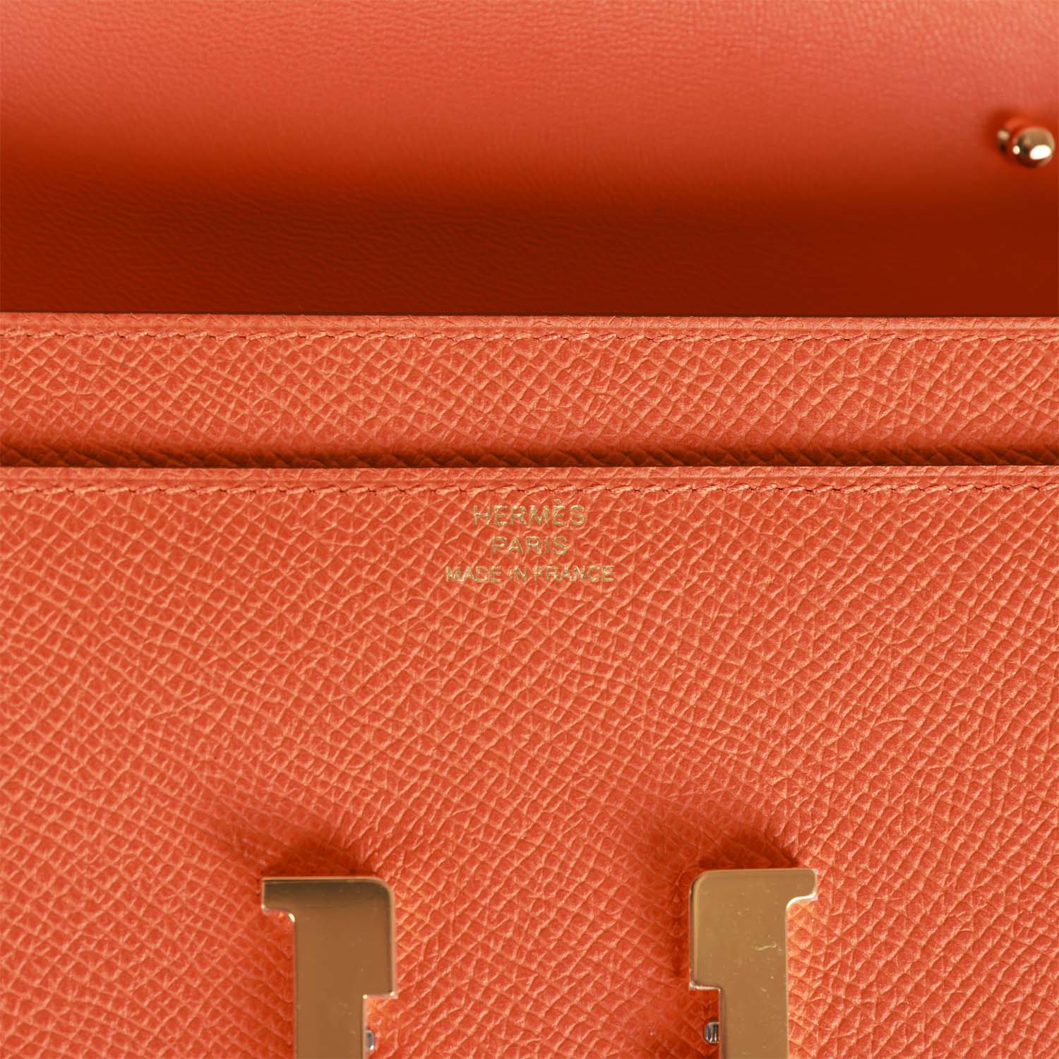 Her Constance Wallet To Go Orange Epsom Gold Hardware