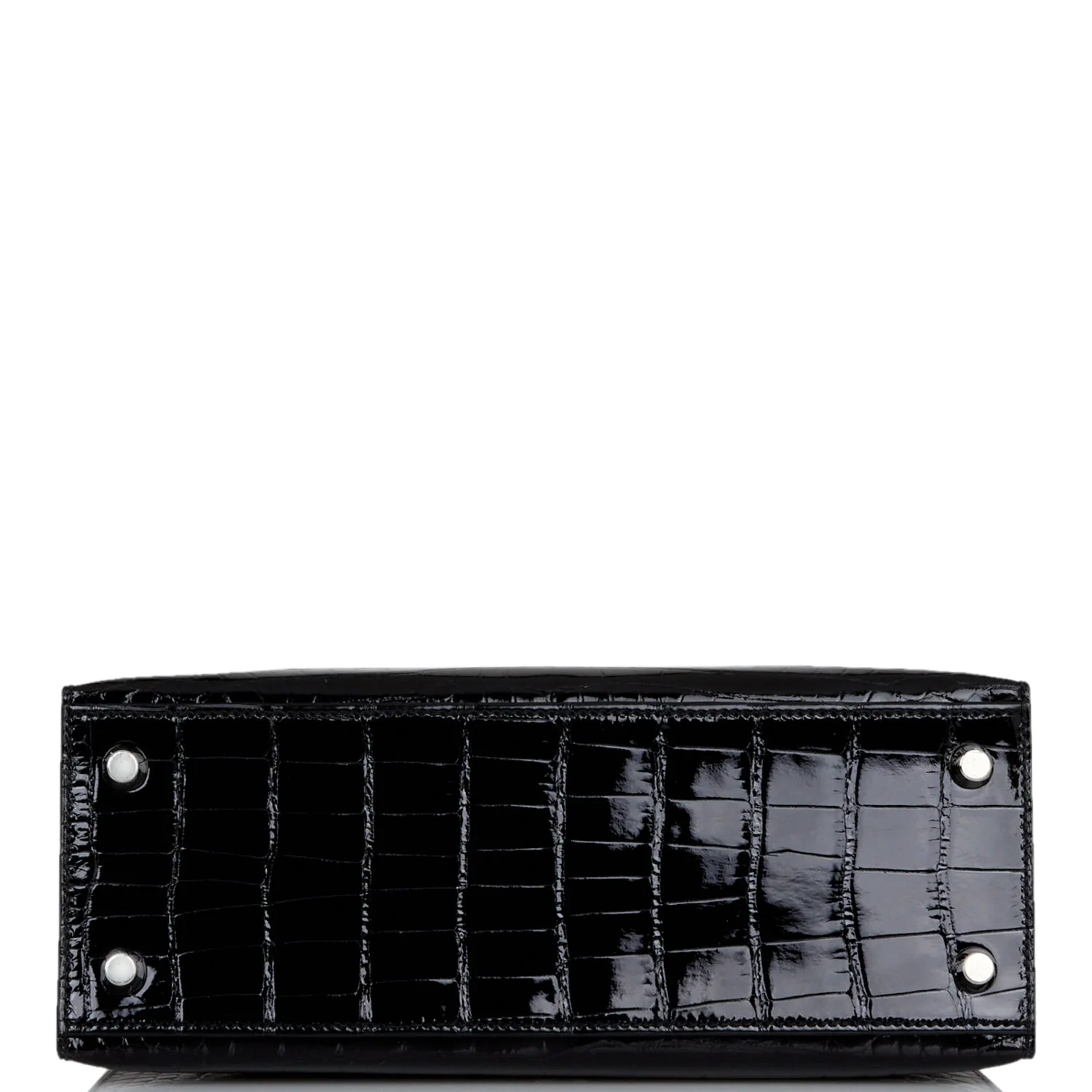 Her Kelly Sellier 25 Black Shiny Alligator Palladium Hardware