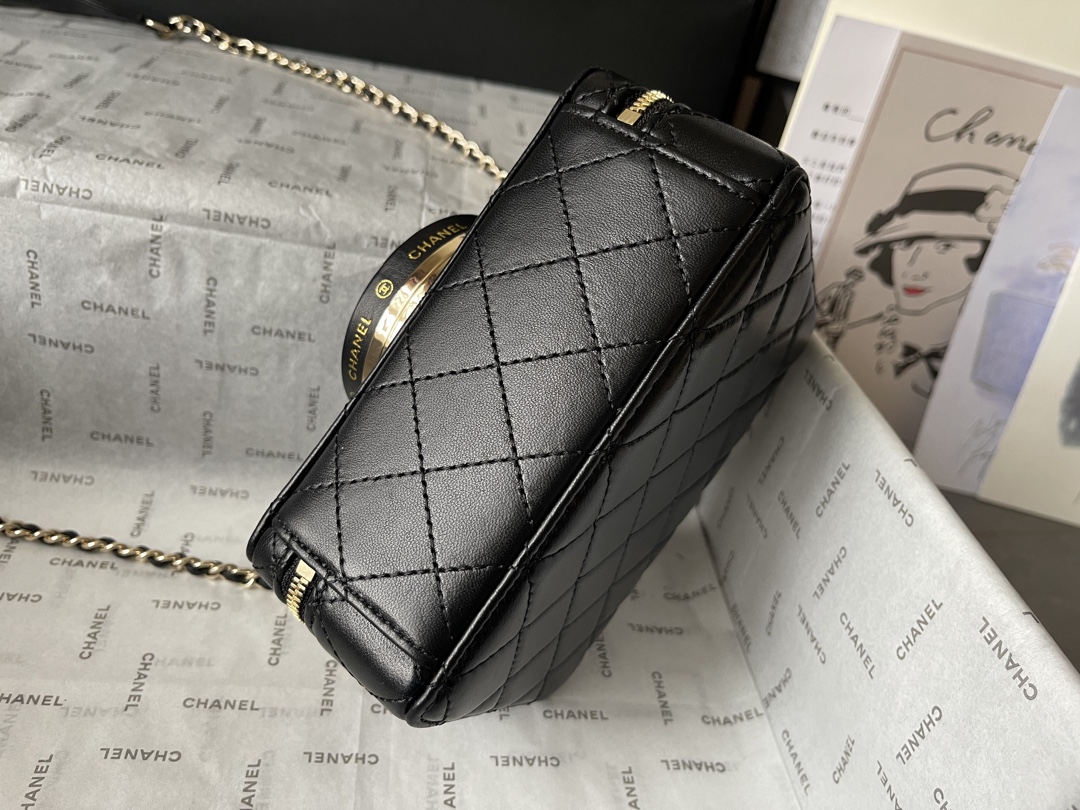 CHANEL Camera bag Sheep leather and gold metal Black-AS4817