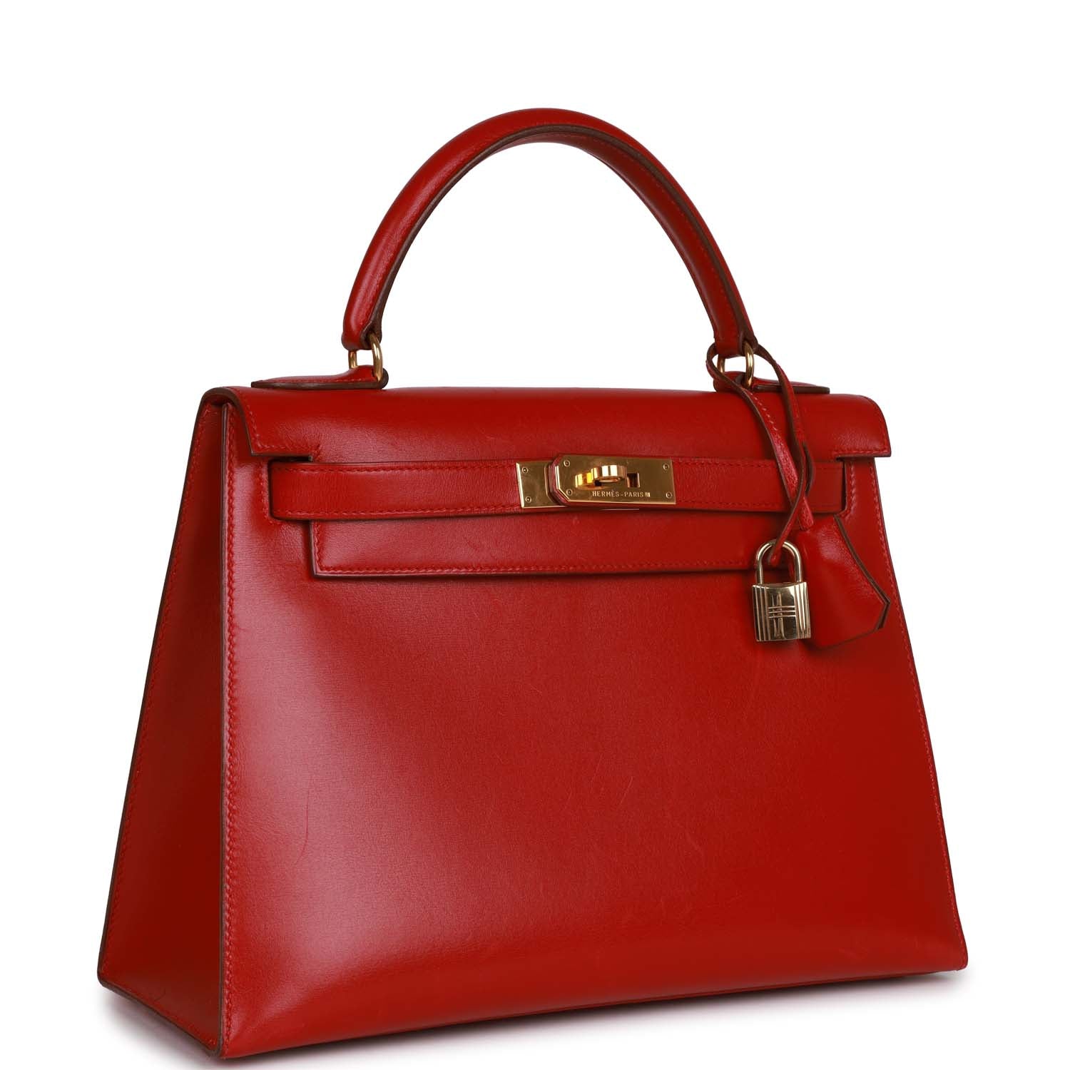 Vintage Her Kelly Sellier 28 Rouge Vif Box Gold Hardware