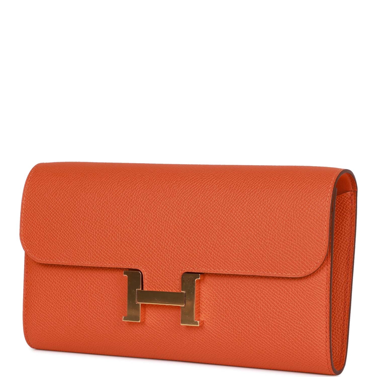 Her Constance Wallet To Go Orange Epsom Gold Hardware