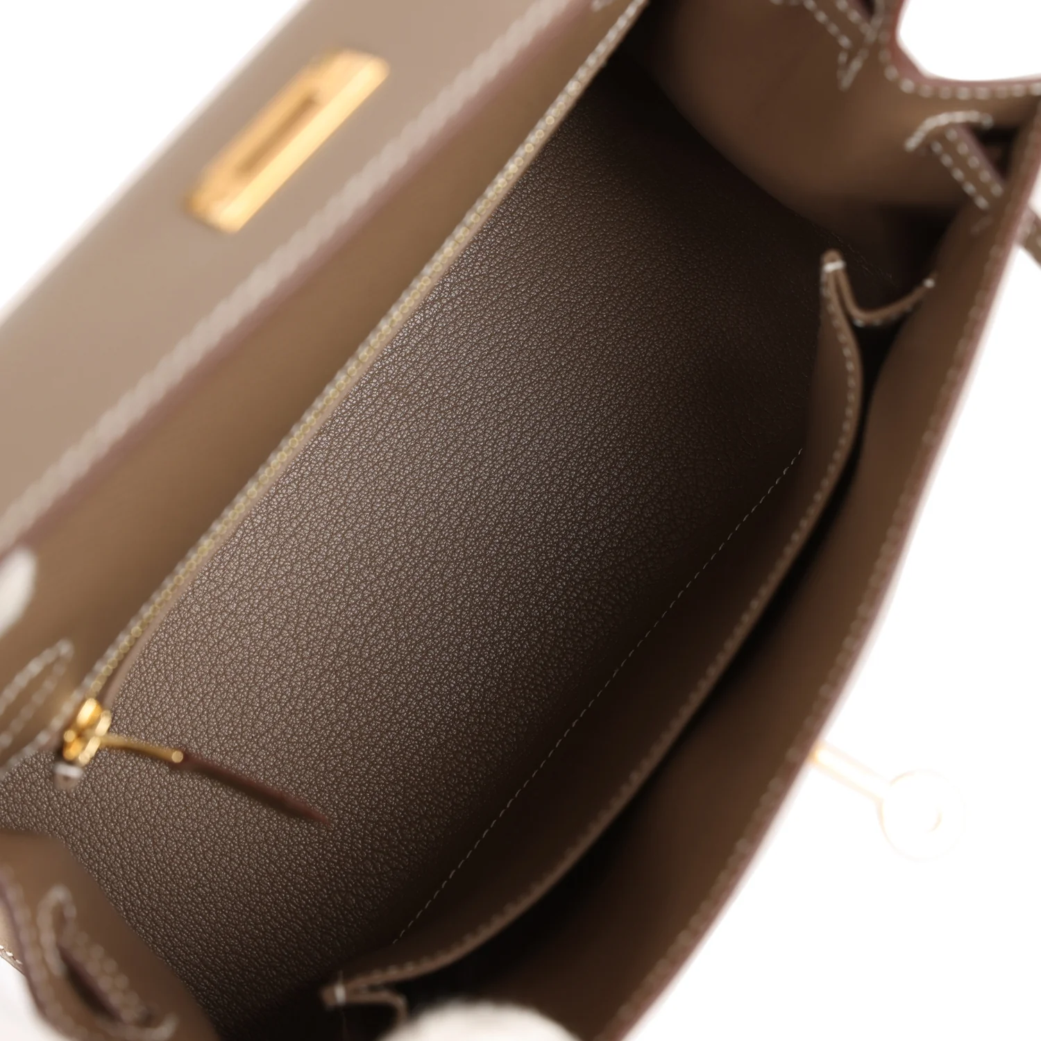 Her Kelly Sellier 25 Etoupe Epsom Gold Hardware