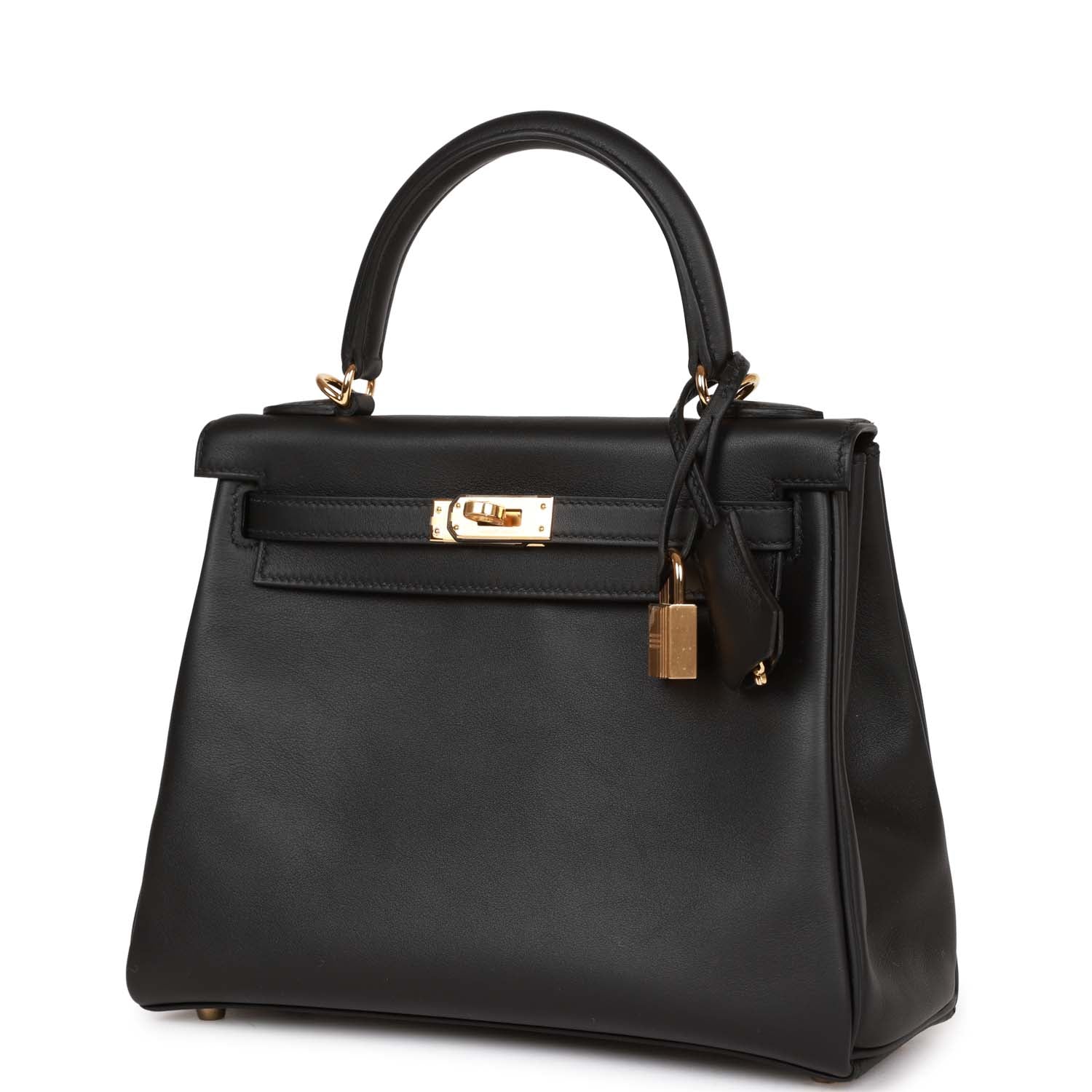 Her Kelly Retourne 25 Black Swift Gold Hardware