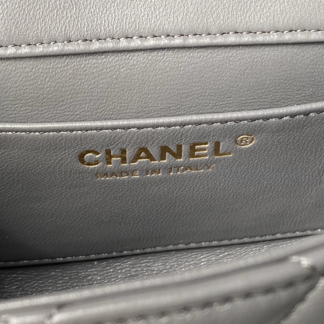 CHANEL Mini Flap Bag with Top Handle Grey-AS5001