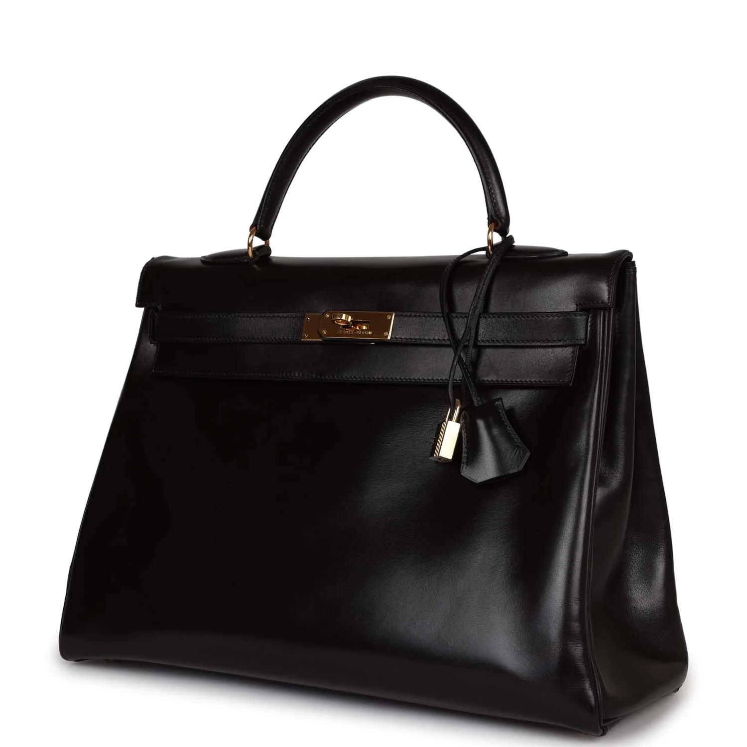 Her Kelly 35 Retourne Black Box Gold Hardware
