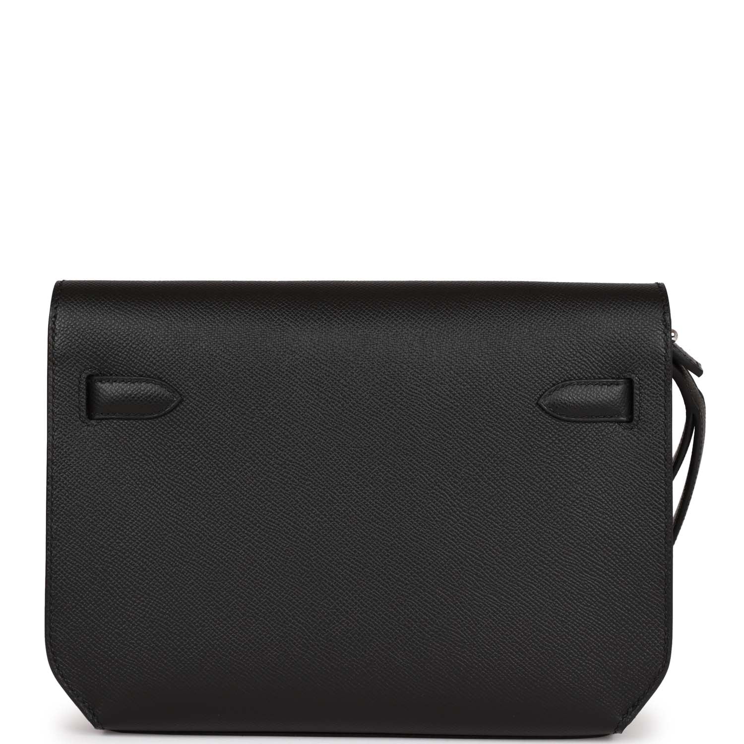 Her Kelly Depeches 25 Black Epsom Palladium Hardware