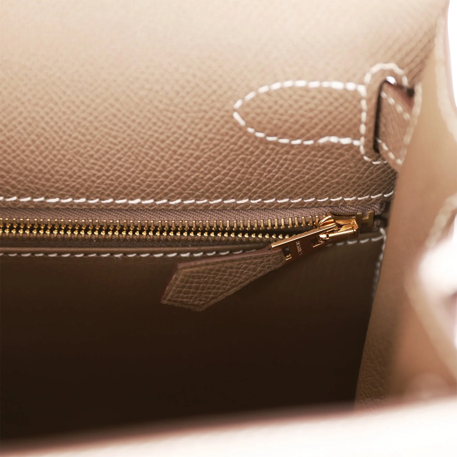 Her Kelly Sellier 28 Etoupe Epsom Gold Hardware