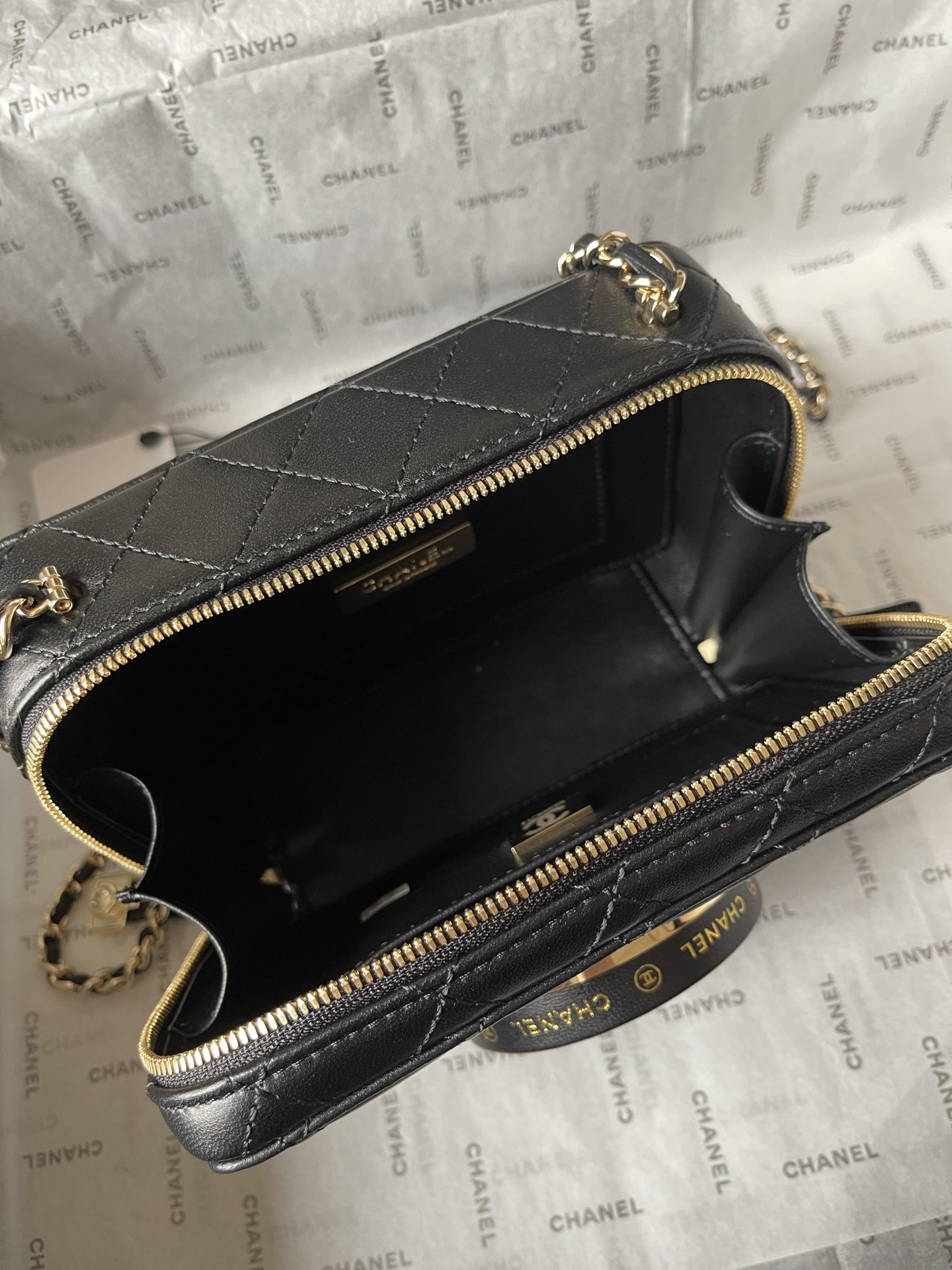 CHANEL Camera bag Sheep leather and gold metal Black-AS4817