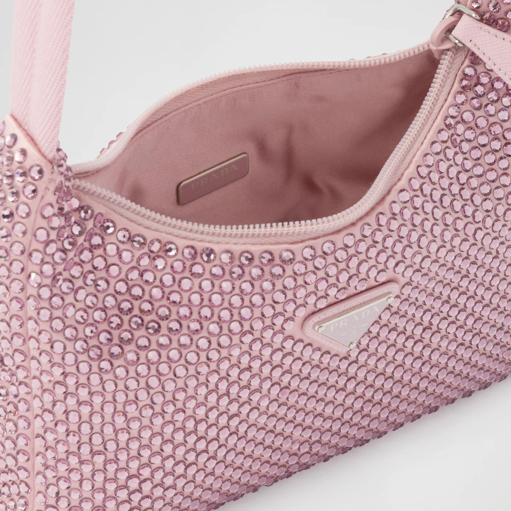 Satin mini-bag with crystals