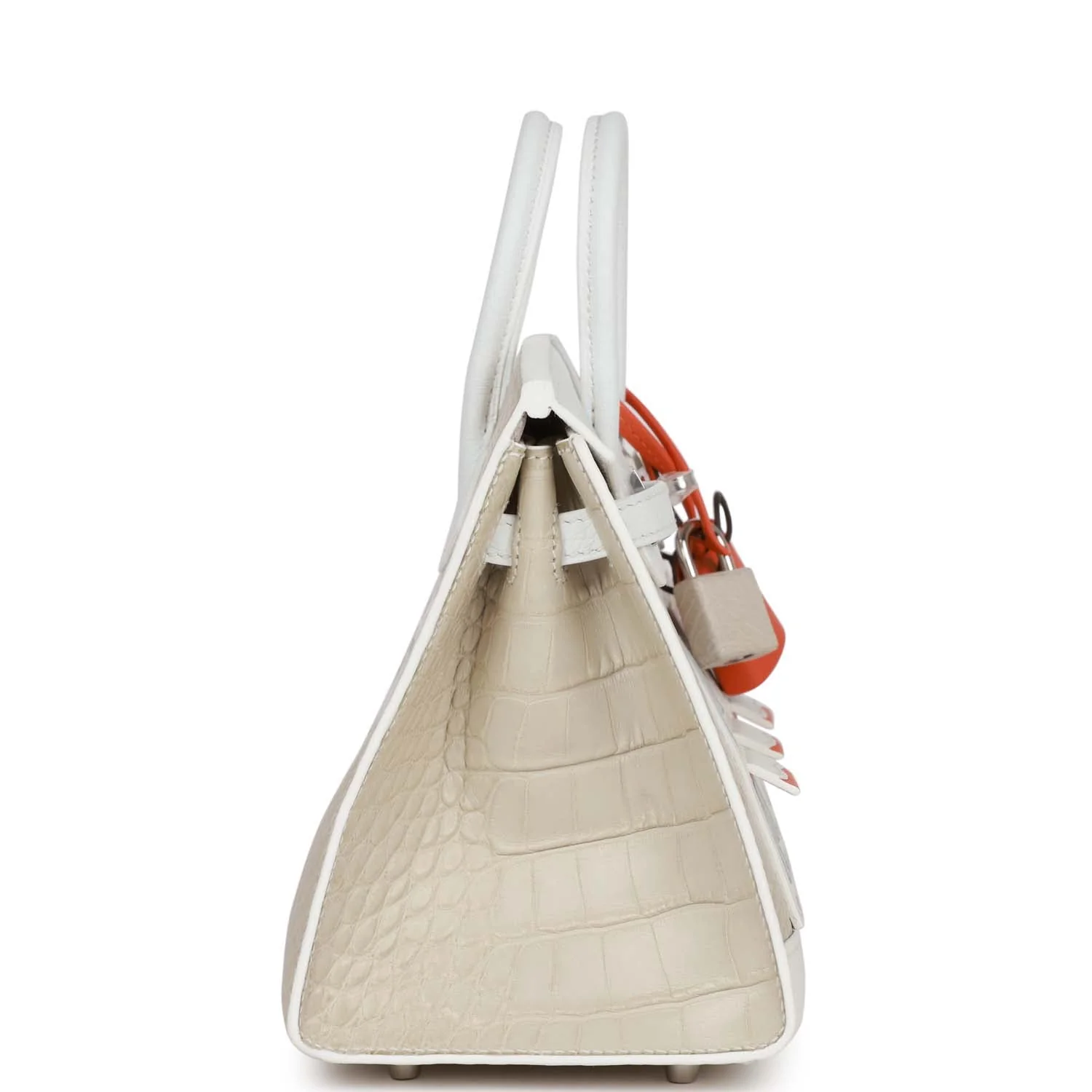 Her Sac Faubourg Birkin 20 White Matte Alligator Palladium Hardware