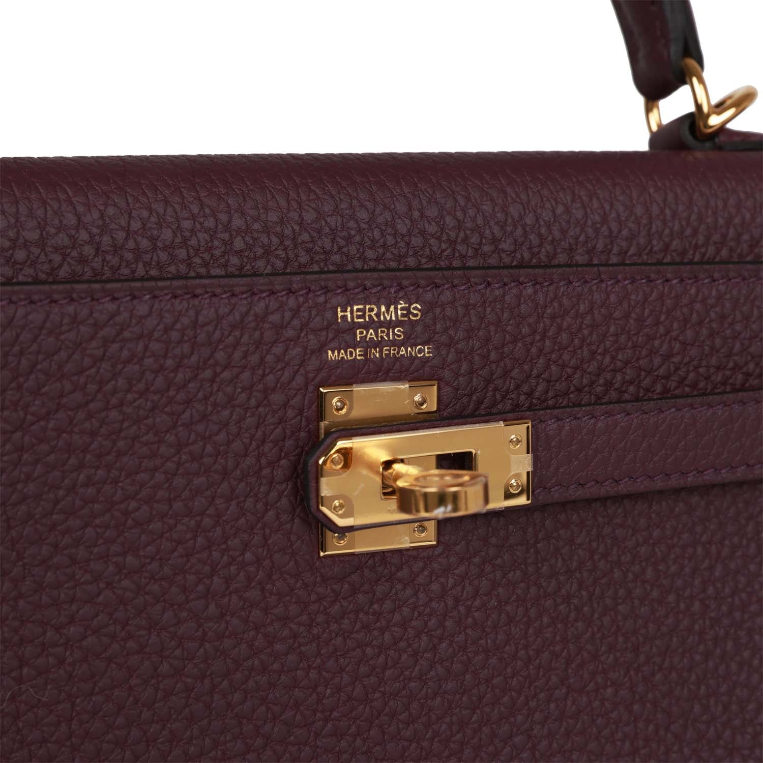 Her Kelly Retourne 25 Cassis Togo Gold Hardware