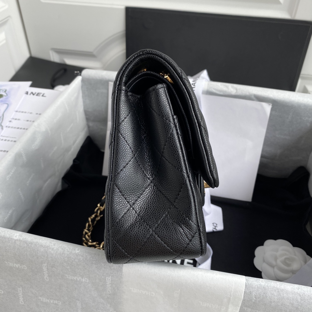 CHANEL CLASSIC 11.12 HANDBAG Lambskin & Brown Metal Black-A01112