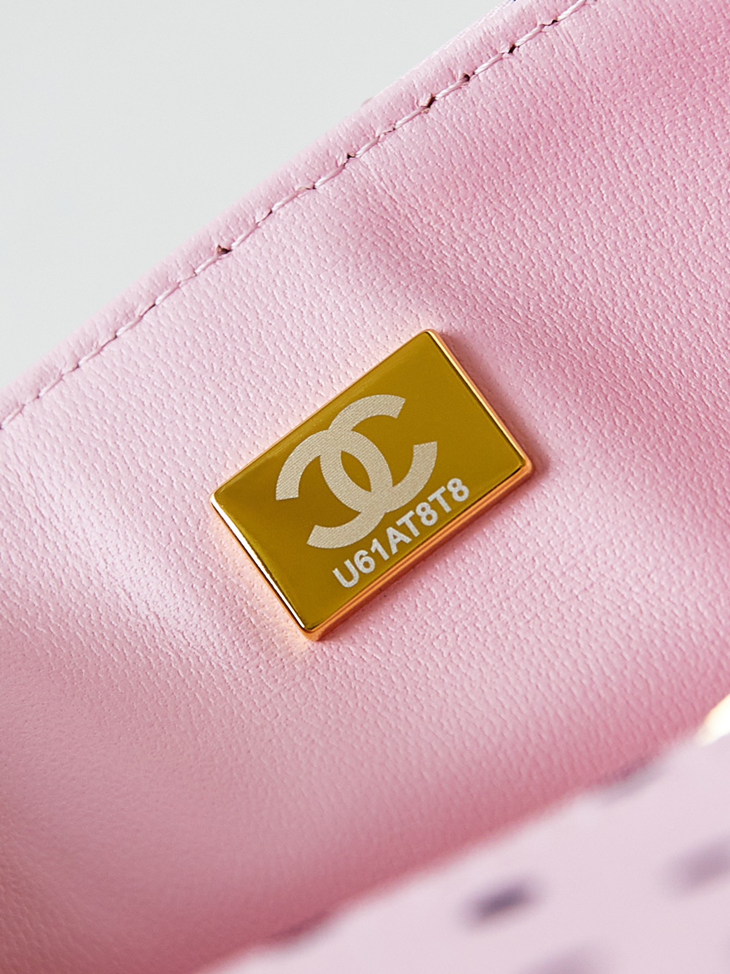 CHANEL Mini Classic Handbag & Gold-Tone Metal Pink Spots-A69900
