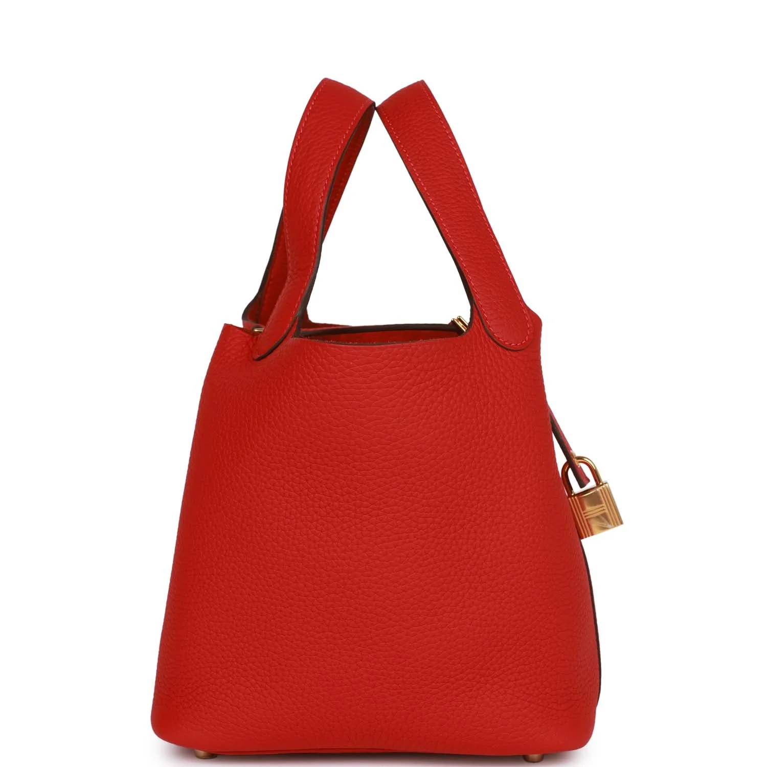 Her Picotin Lock 18 Vermillion Clemence Gold Hardware