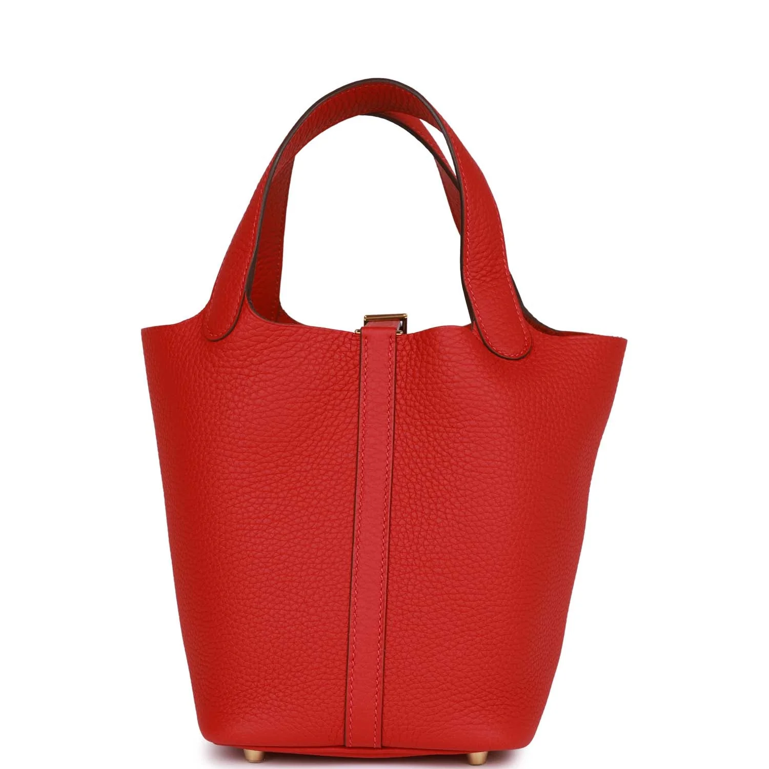 Her Picotin Lock 18 Vermillion Clemence Gold Hardware