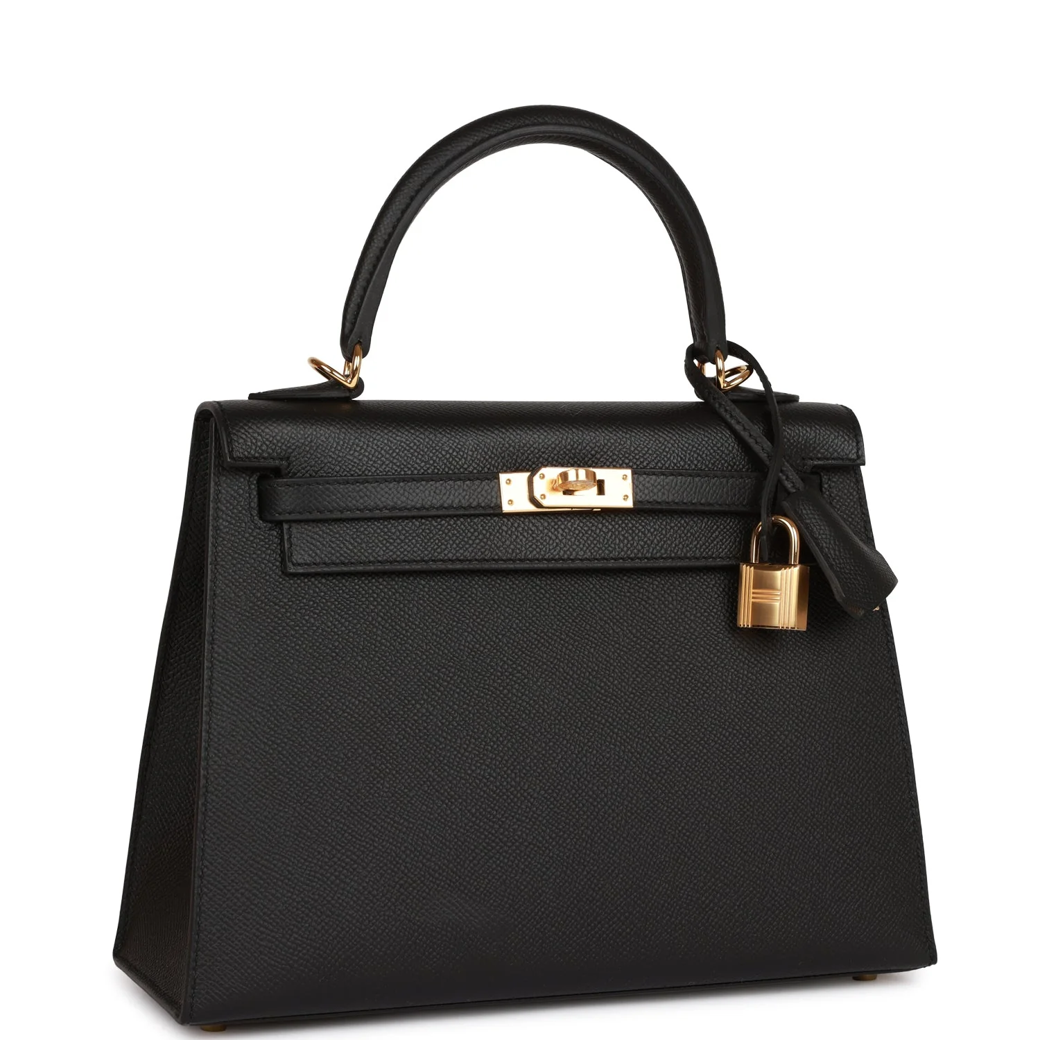 Her Kelly Sellier 25 Black Epsom Gold Hardware
