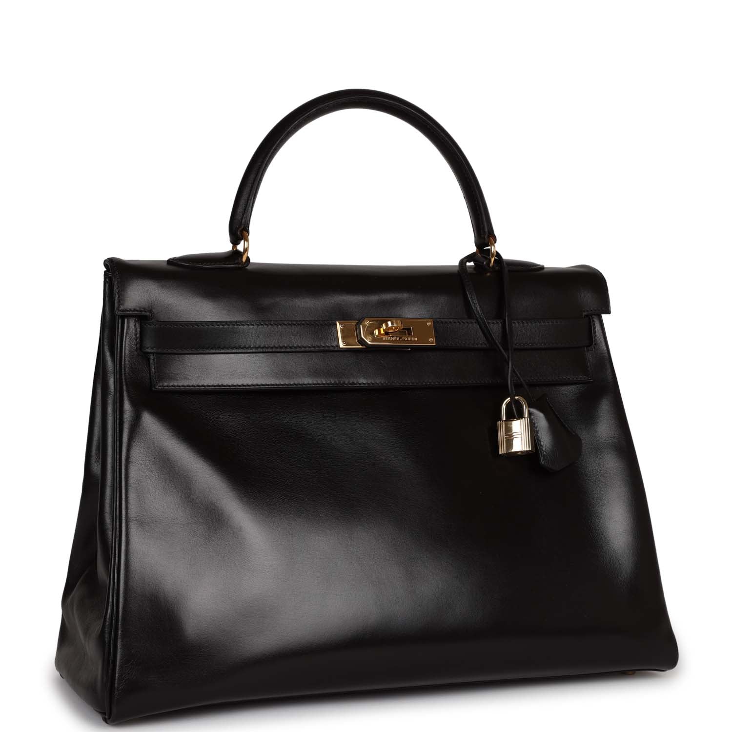 Her Kelly 35 Retourne Black Box Gold Hardware