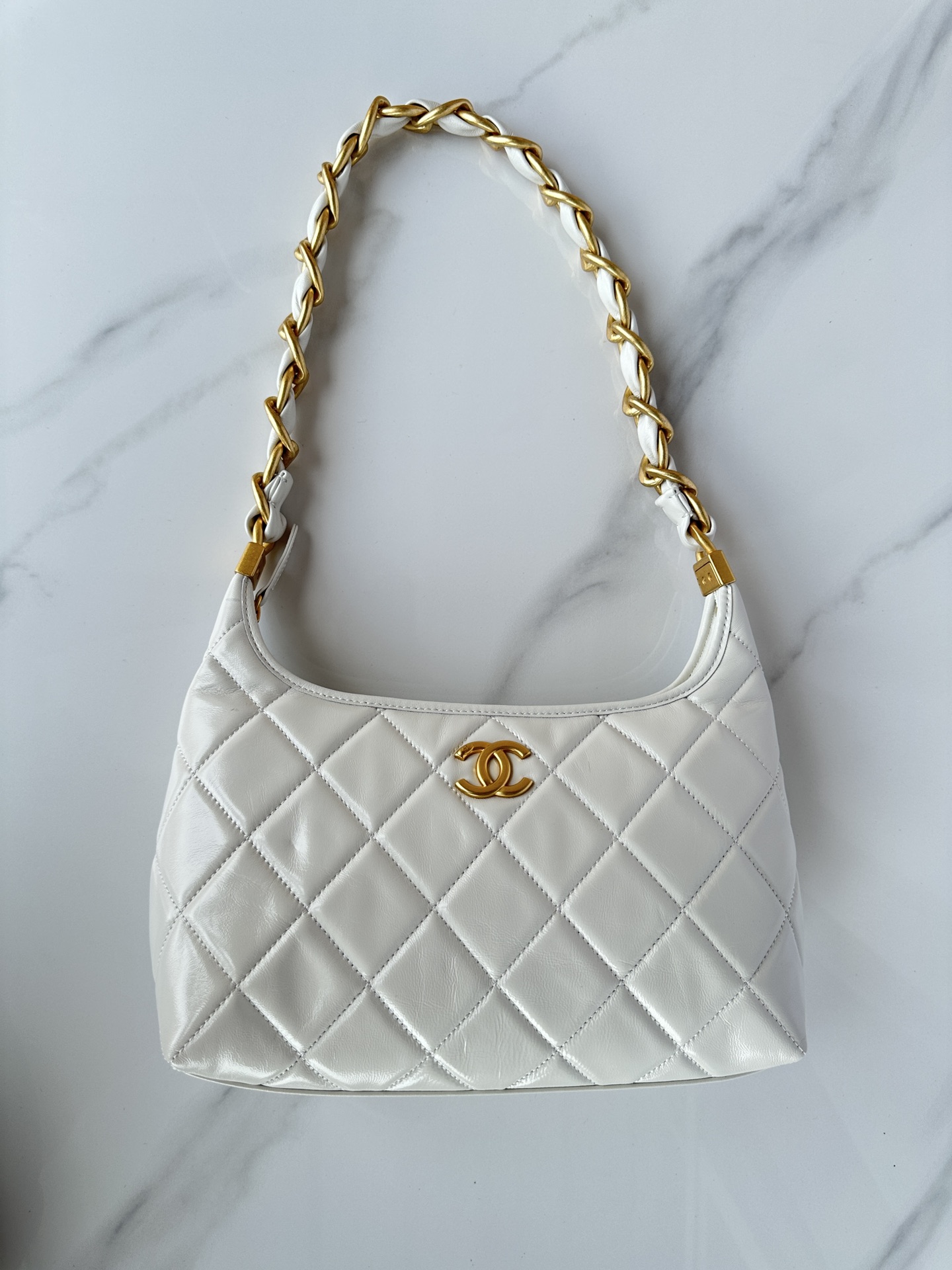 CHANEL Hobo Handbag White- AS4912