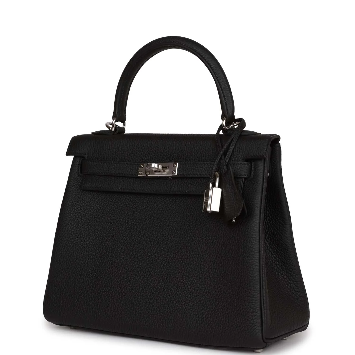 Her Kelly Retourne 25 Black Togo Palladium Hardware