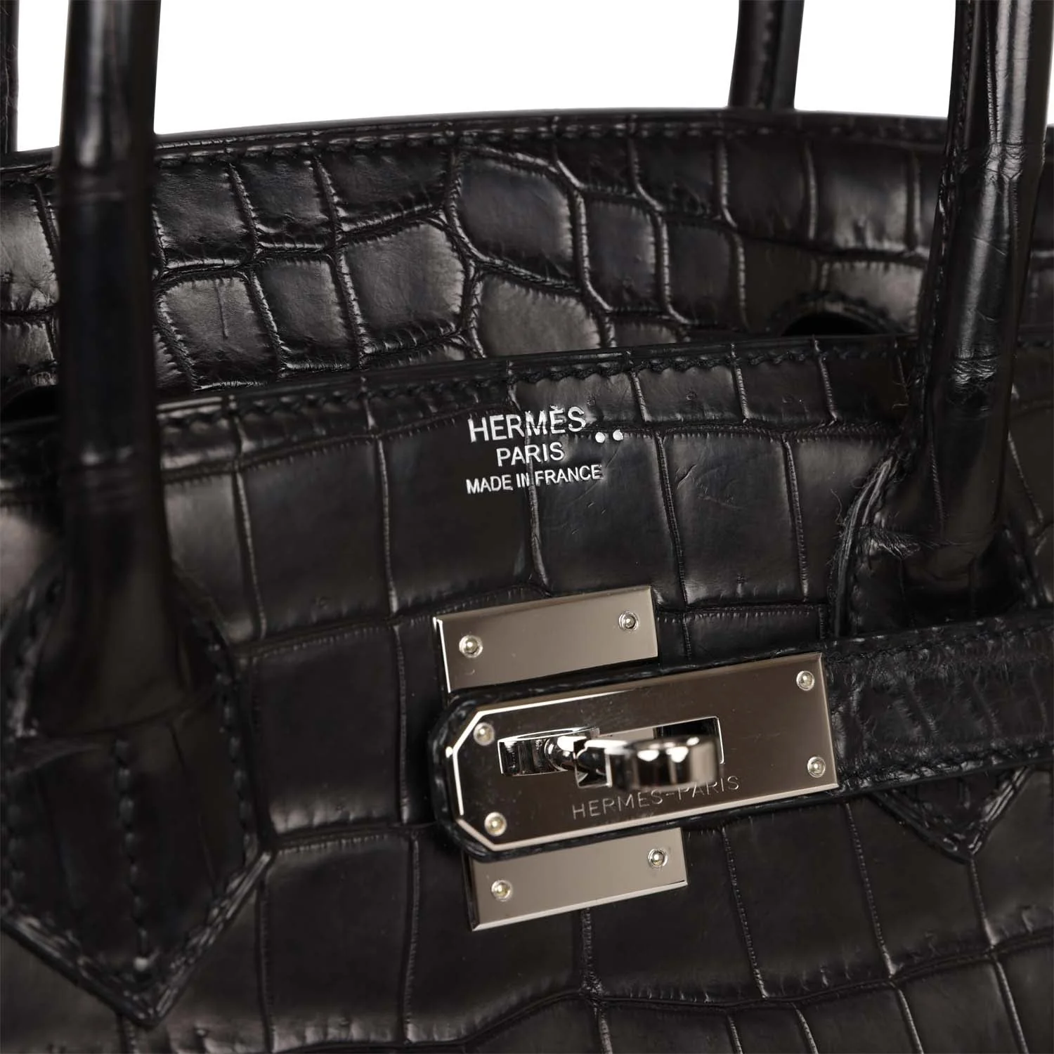 Pre owned Her Birkin 30cm Black Matte Niloticus Crocodile Palladium Hardware