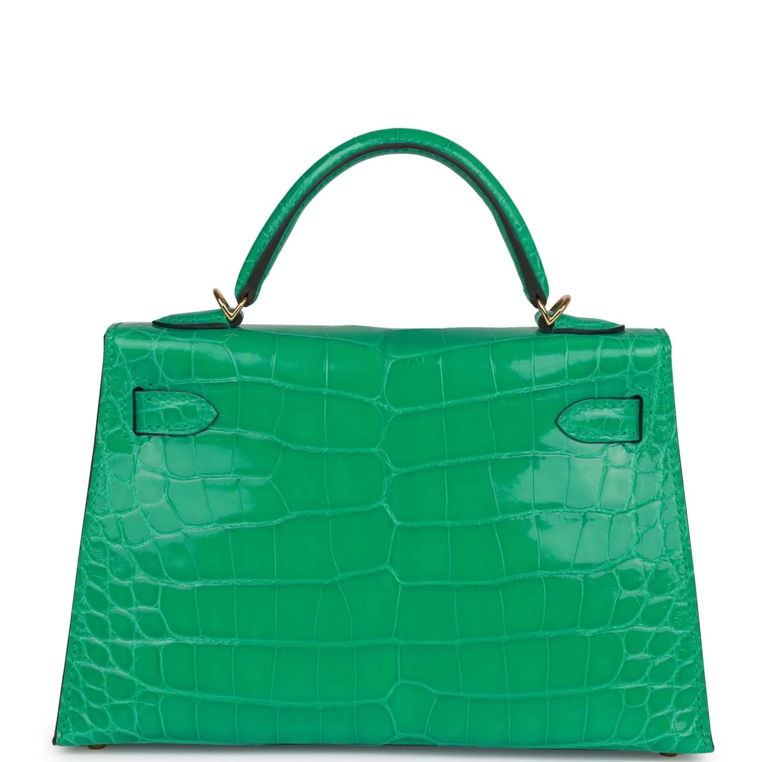 Her Kelly Sellier 20 Vert Jade Shiny Alligator Gold Hardware