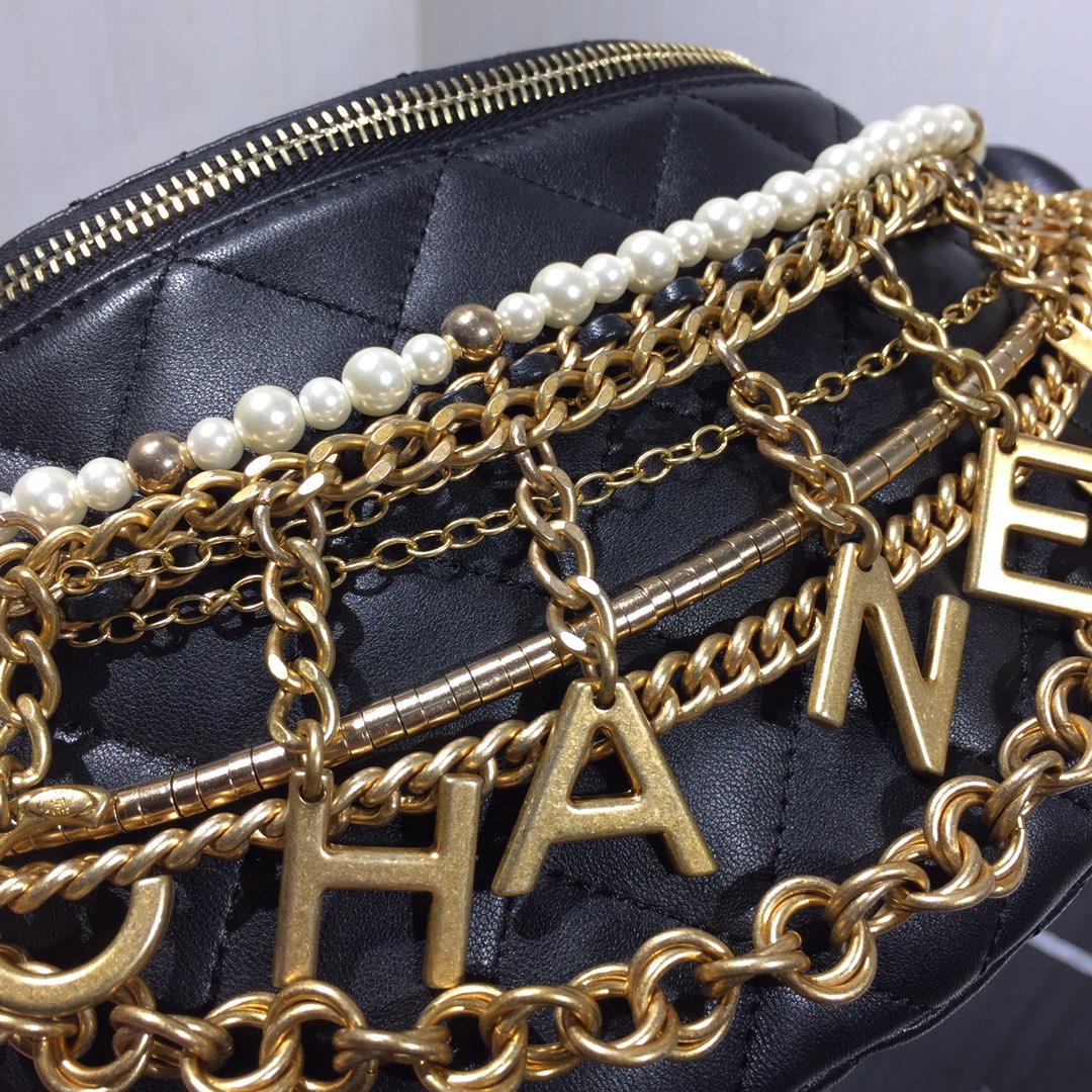 CHANEL Hobo Handbag Black-AS5077