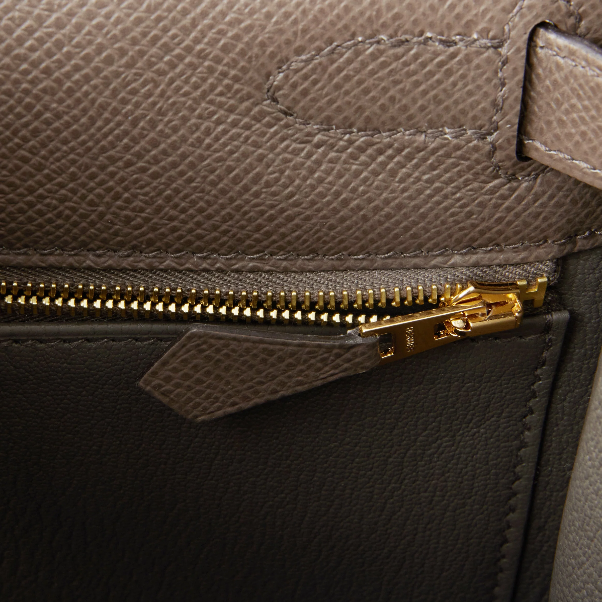 Her Kelly Sellier 28 Etain Epsom Gold Hardware