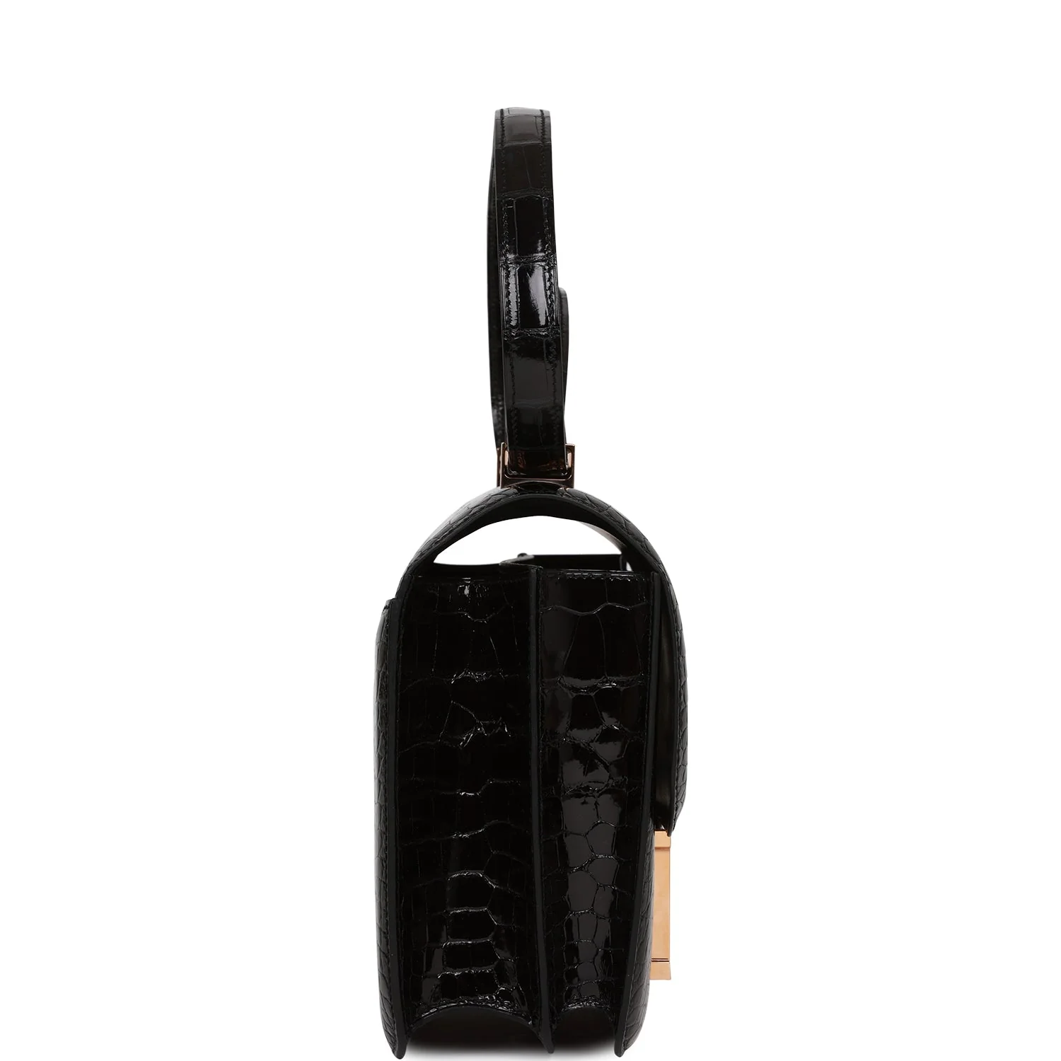 Her Constance 24 Black Shiny Alligator Rose Gold Hardware