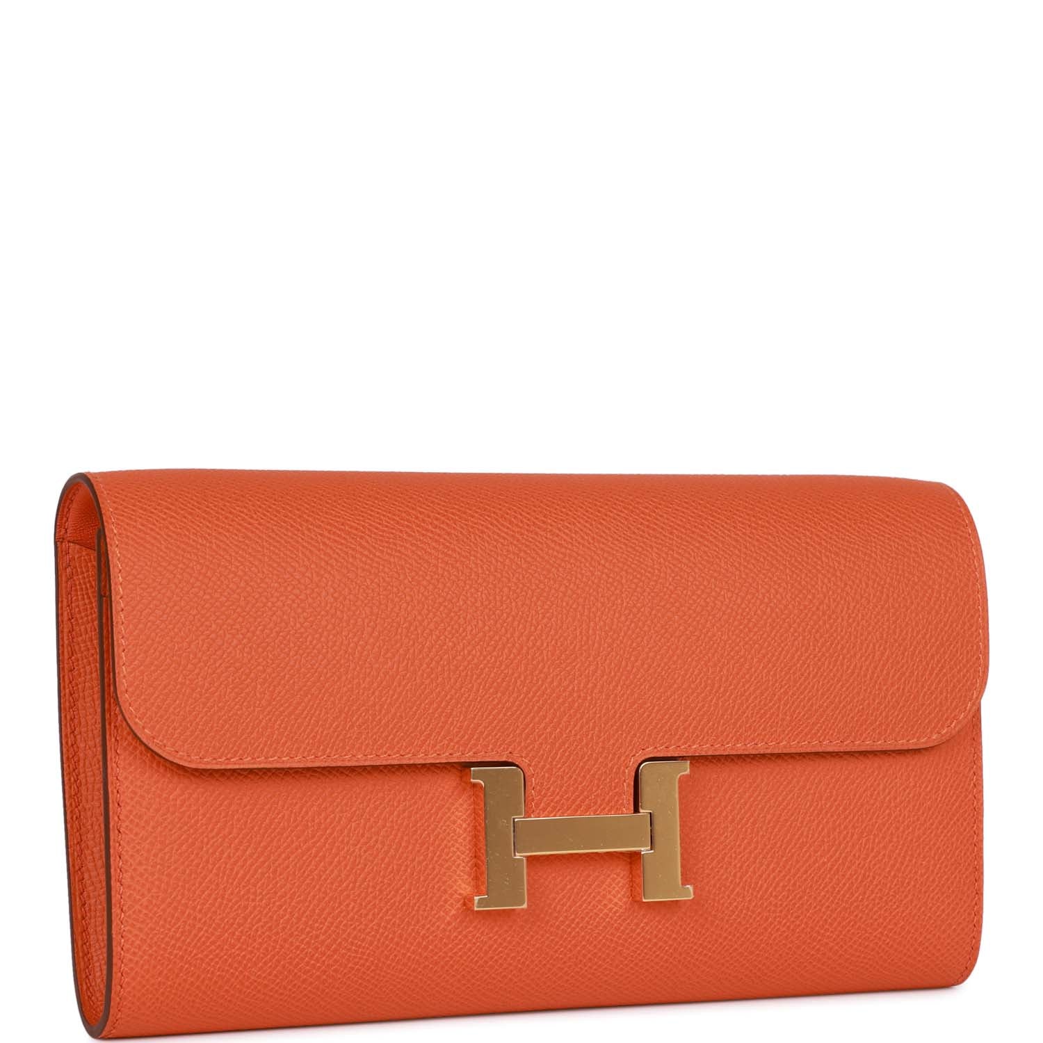 Her Constance Wallet To Go Orange Epsom Gold Hardware