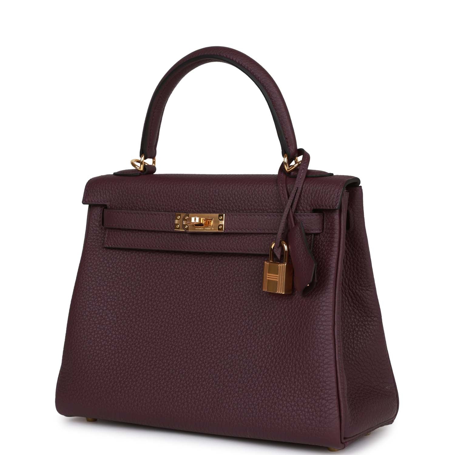 Her Kelly Retourne 25 Cassis Togo Gold Hardware