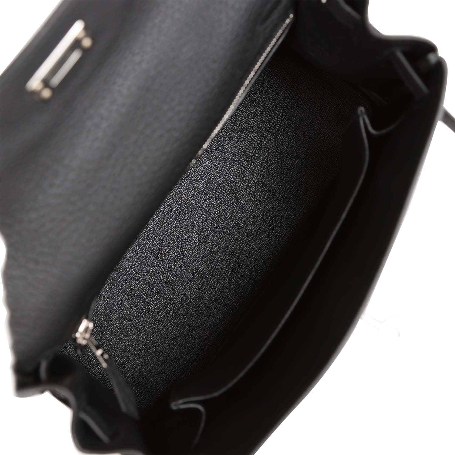 Her Kelly Retourne 25 Black Togo Palladium Hardware