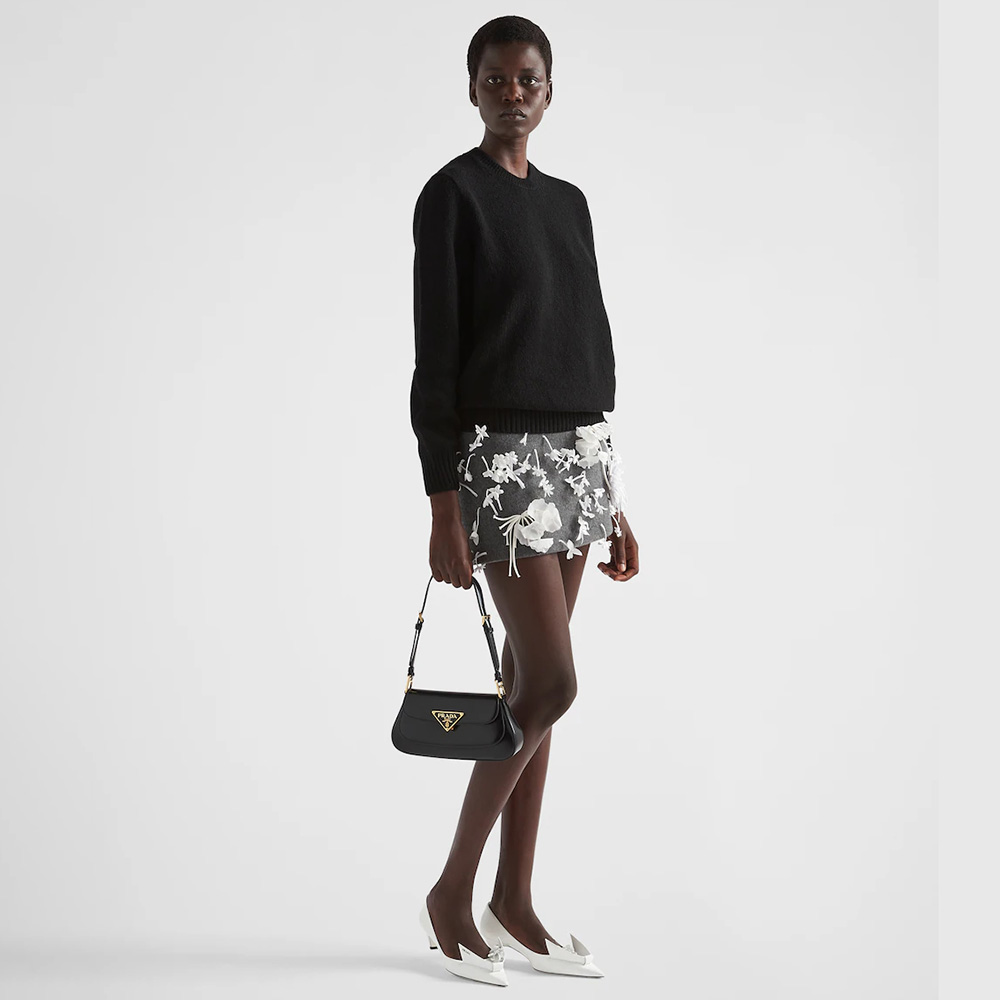 Brushed leather shoulder bag